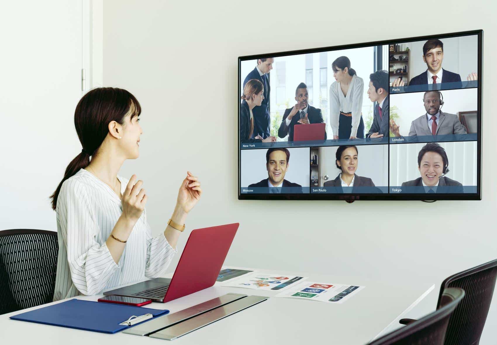 Video conference concept. Telemeeting. Videophone. Teleconference.